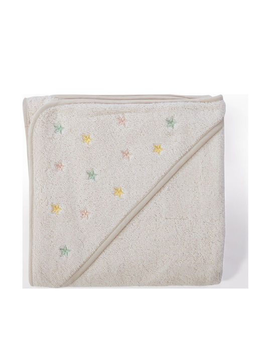 Nef-Nef Homeware Baby Hooded Bath Towel-Robe Happy Ecru 75x75cm