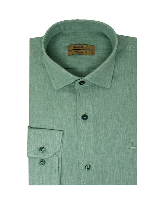Dash&Dot Long Sleeve Shirt in Regular Fit Green