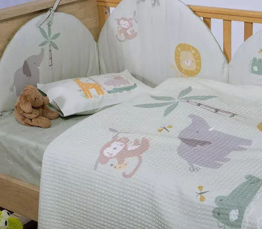 Nef-Nef Homeware Cot Blanket Savana Waffle Green 110x150cm