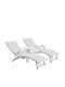 Șezlong Din Aluminiu Bej Set Cu Masă 2 Bucăți 170x52cm