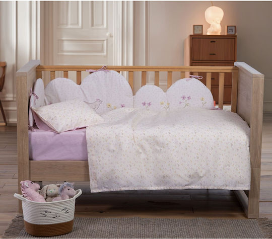 Nef-Nef Homeware Set Baby Sheets Crib Cotton Cute & Sweet Ecru 120x170cm 3pcs