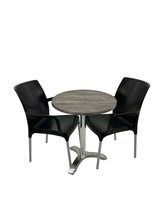 Set Sala De Mese Pentru Spații Exterioare Mici Old 3 Piese Negru