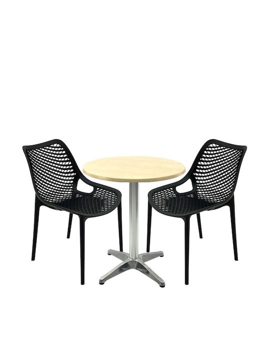 Set Sala De Mese Pentru Spații Exterioare Mici Maple 3 Piese Negru