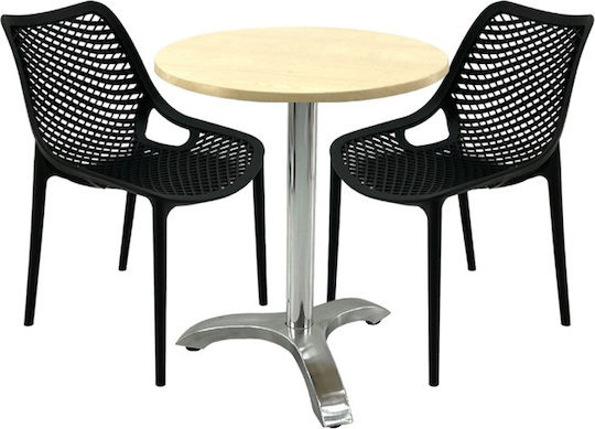 Set Sala De Mese Pentru Spații Exterioare Mici Maple 3 Piese Negru