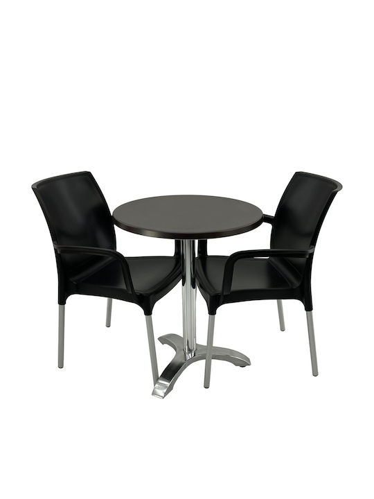 Set Sala De Mese Pentru Spații Exterioare Mici Terrace 3 Piese Negru
