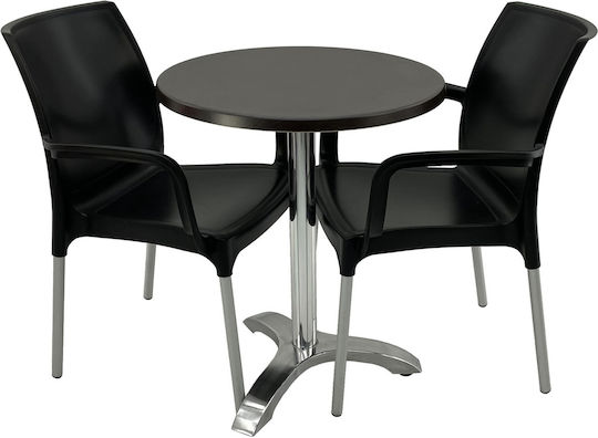 Dining Room Set for Small Outdoor Spaces Terrace 3 Pieces Black