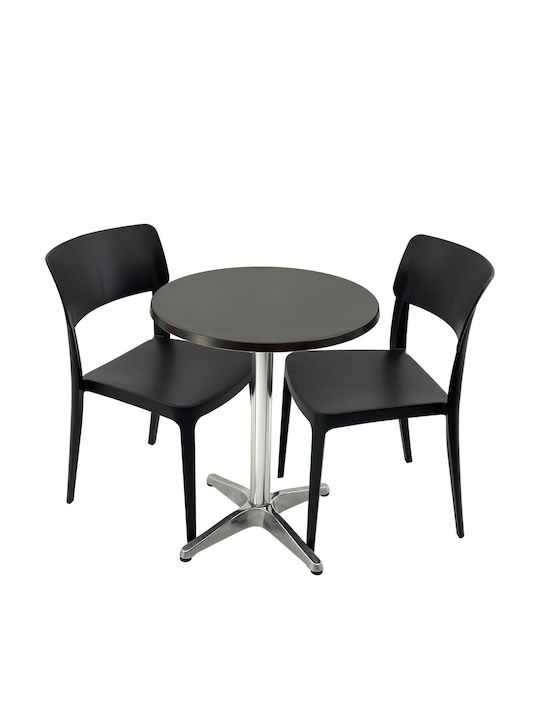 Set Sala De Mese Pentru Spații Exterioare Mici 3 Piese Negru
