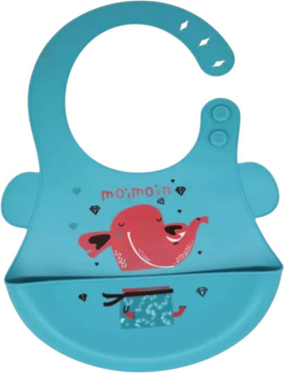 Queen Mother Αδιάβροχη Σαλιάρα Σιλικόνης με Τσέπη Aqua Blue