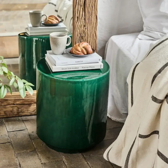 Στρογγυλό Βοηθητικό Τραπεζάκι Green Μ34xΠ34xΥ41εκ.