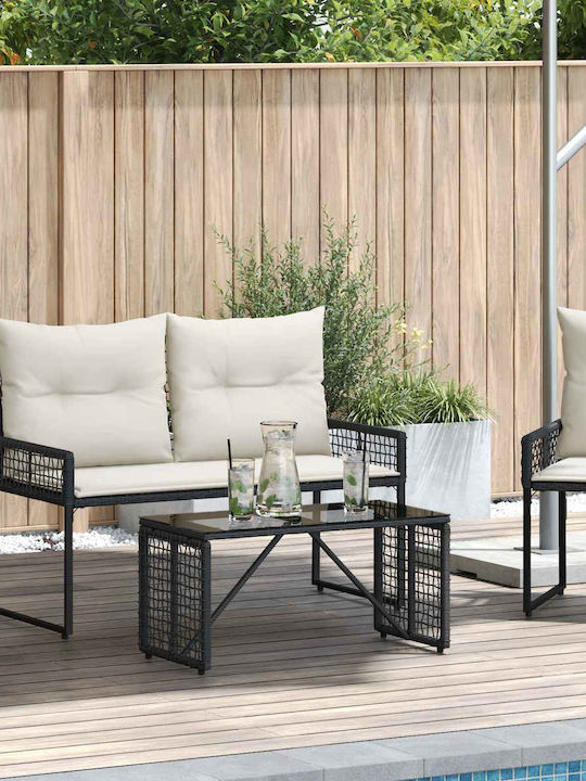 Sitting Room Table for Small Outdoor Spaces Rattan Black 80x40x40cm