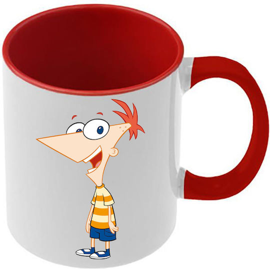 Чаша Phineas Ferb Червена Дръжка Вътрешна