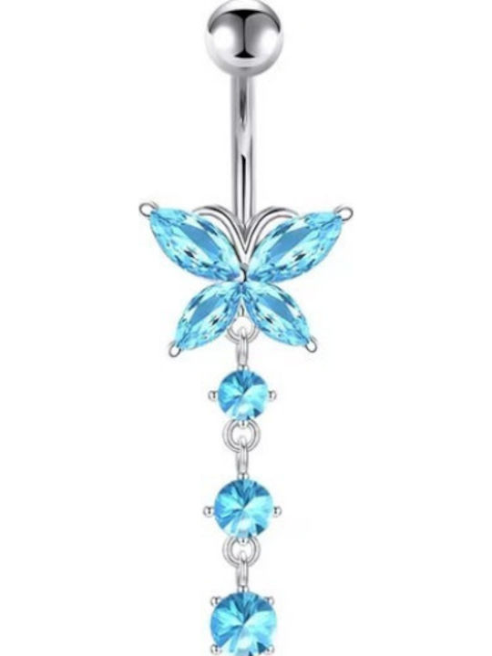 Amalfi Accessories Bauchnabel Piercing aus Stahl Hellblau