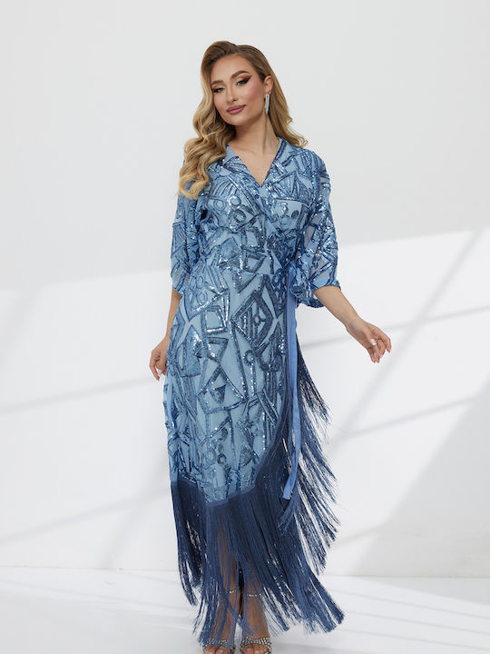 Rochie Maxi de Seară Albastru Deschis