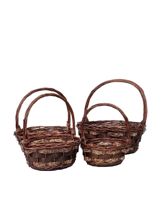 Set Coșuri Decorative Din Paie Maro 4 Bucăți