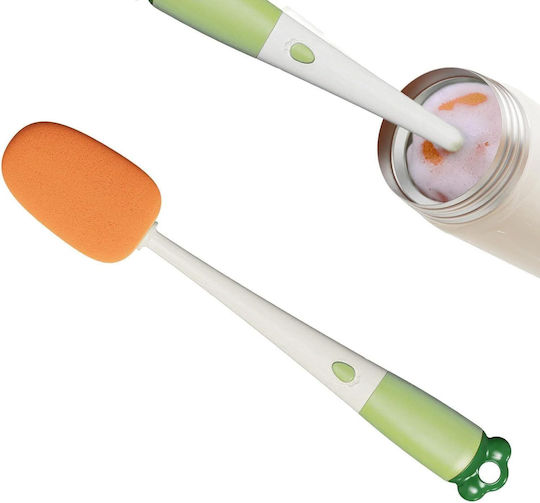 Perie Curățare 3 În 1 Pentru Sticle și Pahare Burete Perie Siliconică Scruber Plastic 27 Cm Alb Verde