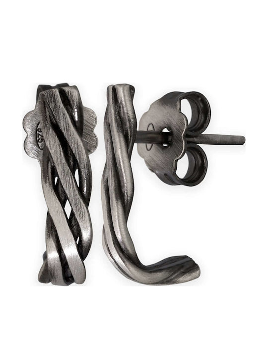 Small Stud Earrings Handmade Oxidized Silver 925