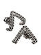 Stud Earrings Triangular Huggies Knitted Handmade Oxidized Silver 925
