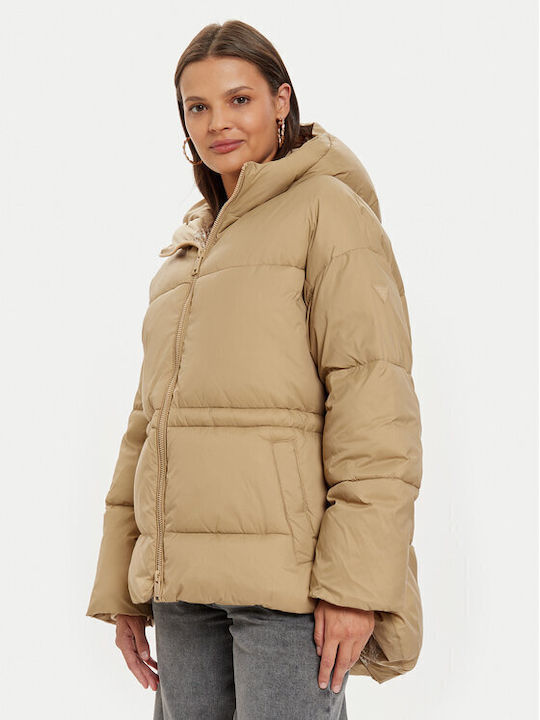 Guess Γυναικείο Μπουφάν Πεζοπορίας Beige