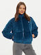 Kurzes Damen Puffer Jacke für Winter Blau