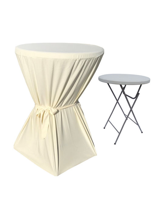 Masă Plastic Catering Pentru Spații Mici Exterioare Pliabilă Cu Ramă Metalică Ecru 80x80x110cm