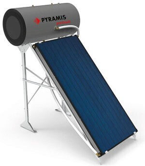 Pyramis Premium Слънчев Бойлер 160л Стъкло Двойна Енергия 2.5кв.м Горизонтален Изборен