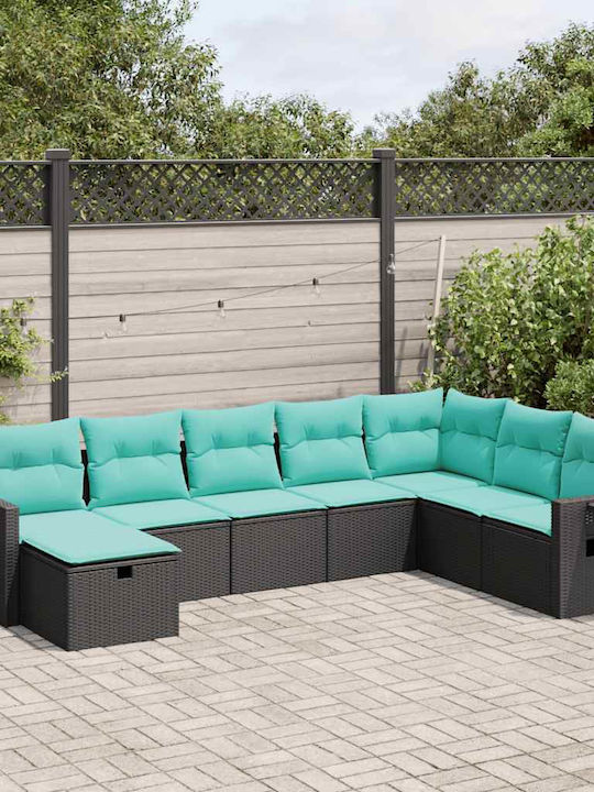 Corner Outdoor Sofa Rattan with Cushions 55x55x...