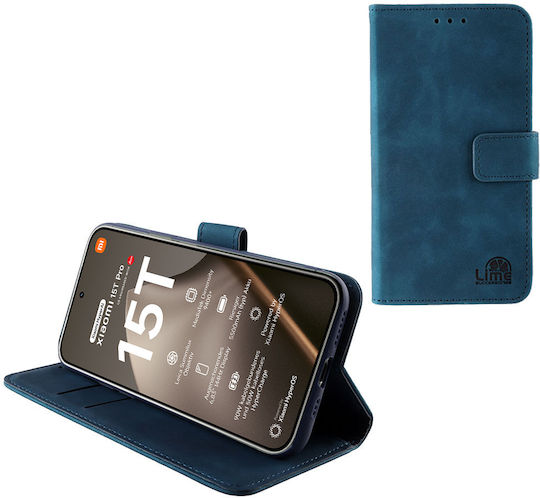 Lime Husă Essential Magnet Book Piele Artificială / Silicon Albastră (Xiaomi 15T Pro)