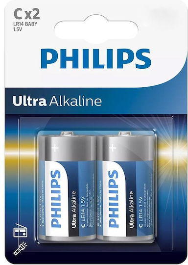 Philips Ultra Αλκαλικές Μπαταρίες C 1.5V 2τμχ