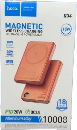 Hoco Q34 MagSafe Power Bank 10000mAh 20W με Θύρα USB-C Power Delivery Metal Grey