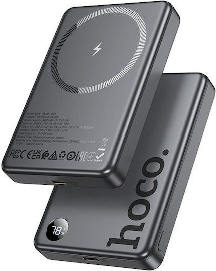 Hoco Q34 MagSafe Външна батерия 10000mAh 20W с USB-C порт Power Delivery / Quick Charge Металически сив