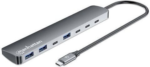Manhattan USB-Hub 10 Anschlüsse mit USB-A Verbindung Grau