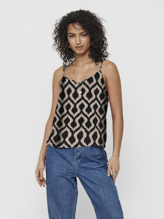Only Damen Bluse Ärmellos Schwarze
