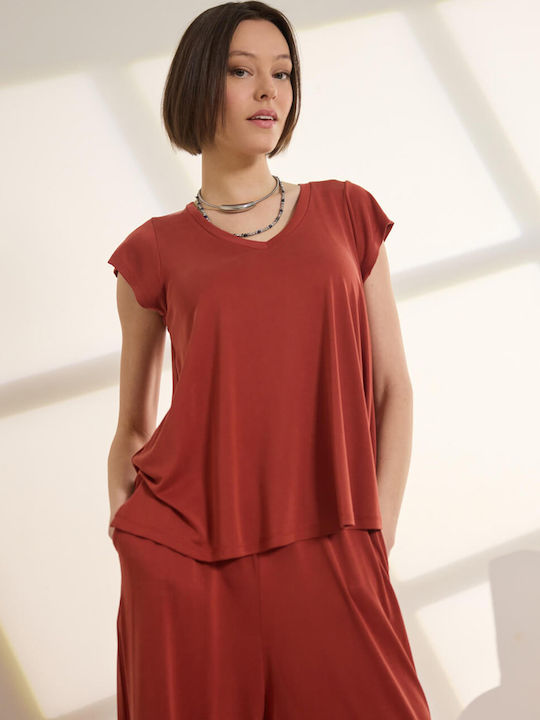 Namaste Women's Short Sleeve Blouse with V Neck...