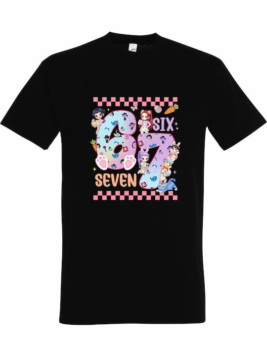 Детска Тениска Черен Six Seven Kpop Demon Hunters Spring Easter