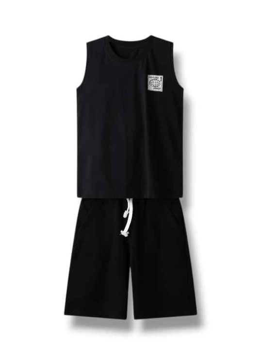 Nek Kids Wear Kinderbekleidungssets mit Sommer Shorts 2Stücke Schwarz Nek