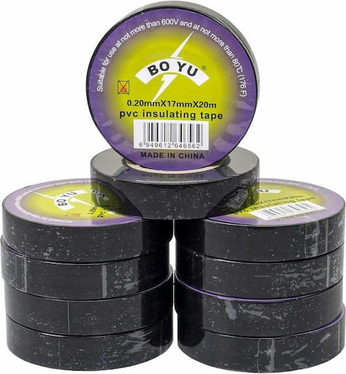 Set 10 Bucăți Bandă Izolatoare Electrică Neagră 0.2x1.7mm 20m Z-tools Zts 8267n_10