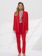 Damen Rotes Anzug in Gerader Bein Stil