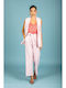 Women's Fabric Trousers in Loose Fit Pink