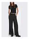 Wide Women's Linen Trousers Black