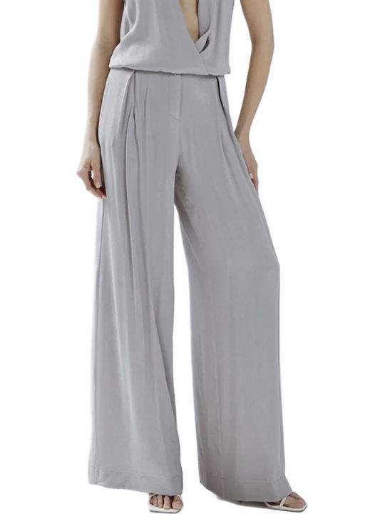 Women's Satin Pantaloons in Wide Leg Style Gray