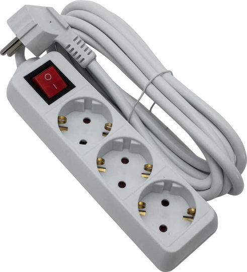 Power Strip 3 Sockets with Switch and 5m Cable