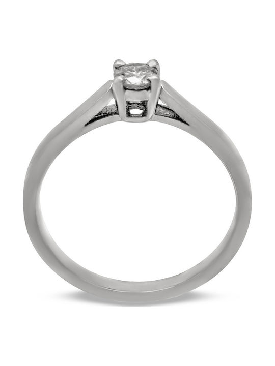 Savvas Design Einzelner Steinring aus Weißgold 18K