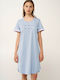Vamp Vamp Sommer Baumwollenes Damen Nachthemd Blau Kentucky