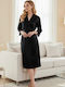 Summer Women's Robe with Nightgown Black