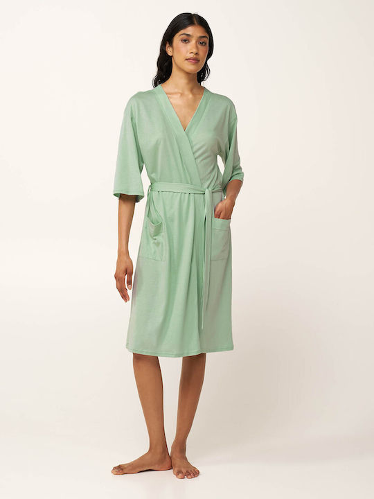 Vamp Vamp Damen Schlafanzug Baumwollene Sommer Robe Mint Grau