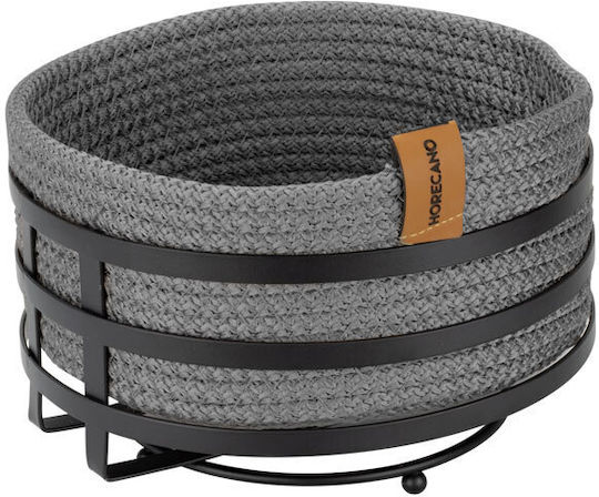 Coș Rotund Pentru Pâine Culinaro Coș Împletit Antracit Gri Din Sfoară Textilă D19xh7cm Suport Metalic Negru