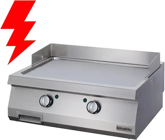 Oztiryakiler Електрически Плоча За Готвене Хром 80x90x28см 12kW с Плоска Зъбна Плака