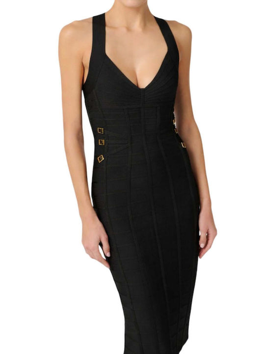 Elisabetta Franchi Midi Φόρεμα Πλεκτό Μαύρο
