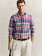 Long Sleeve Cotton Shirt in Regular Fit Checked Red