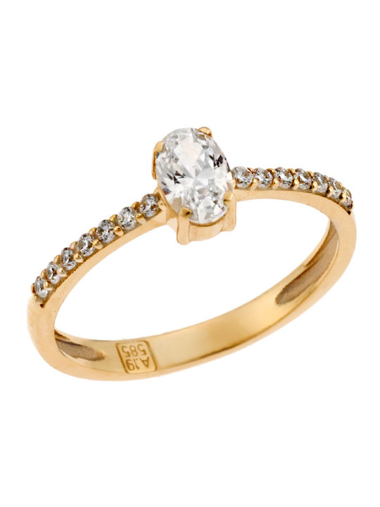 Damenring mit Zirkon aus 14K Gold